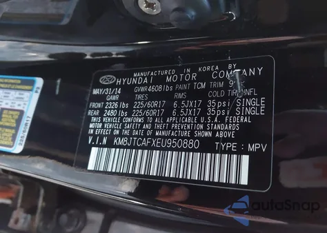 2014 Hyundai Tucson Gls z USA, uszkodzony, nr VIN KM8JTCAFXEU950880